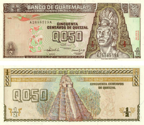 фото Гватемала 1/2 кетсаля 1992 UNC Июль (P72b)