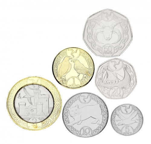 фото Остров Мэн набор из 6 монет 2017 UNC 5, 10, 20, 50, пенсов, 1, 2 фунта
