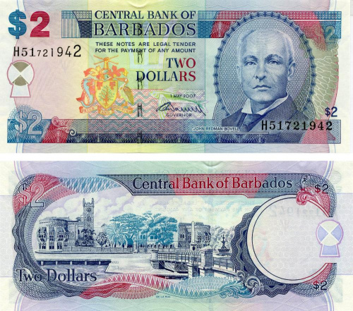 фото Барбадос 2 доллара 2007 UNC (P66)