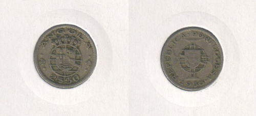 фото Ангола 2,5 эскудо 1956 VF (KM#77)