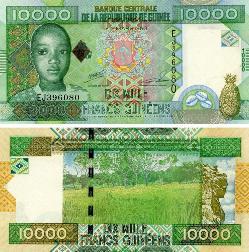 фото Гвинея 10000 франков 2008 UNC (P42b)