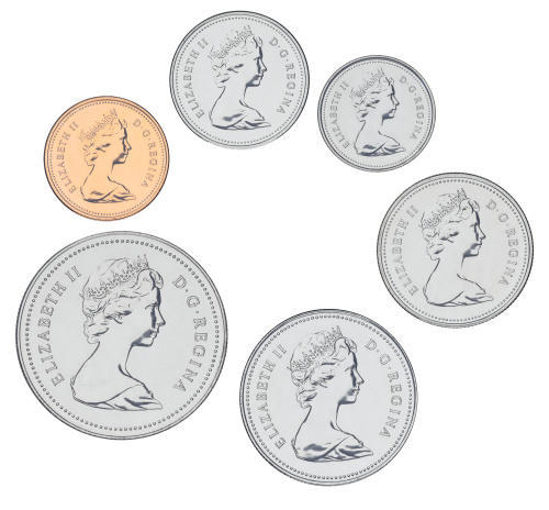 фото Канада набор из 6 монет 1979 UNC 1, 5, 10, 25, 50 центов, 1 доллар