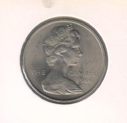 фото Гамбия 2 шиллинга 1966 F-VF Бык (KM#5)