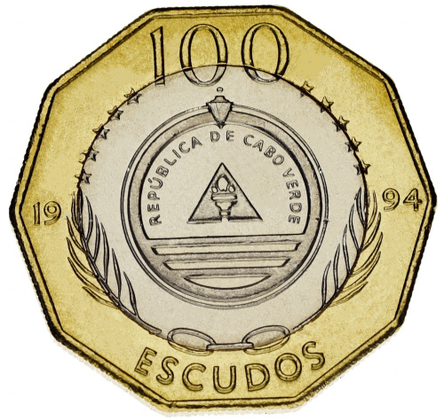 фото Кабо-Верде 100 эскудо 1994 Биметалл UNC Птица (KM#39)