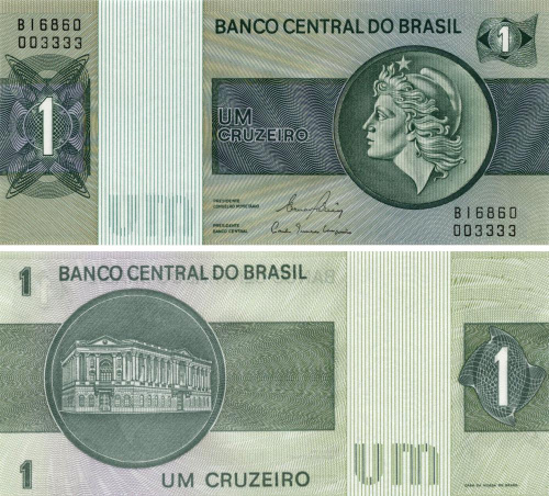 фото Бразилия 1 крузейро 1972-1980 UNC (P191A)