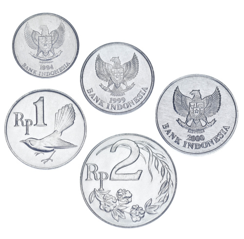 фото Индонезия набор из 5 монет 1970-2003 UNC 1, 2, 25, 50, 100 рупий