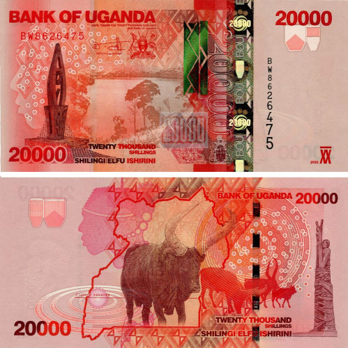фото Уганда 20000 шиллингов 2022 (2023) UNC Буйвол (P53)