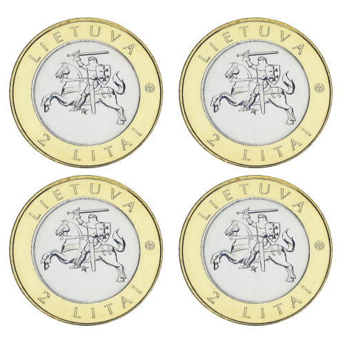 фото Литва набор из 4 монет по 2 лита 2012 Биметалл UNC Курорты Литвы