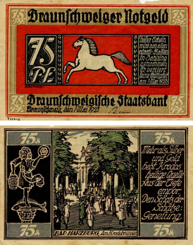 фото Германия Нотгельд  75 пфеннигов 1921 F-VF Брауншвейг