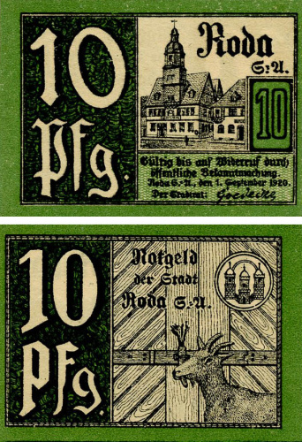 фото Германия Нотгельд  10 пфеннигов 1920  F-VF Штадтрода