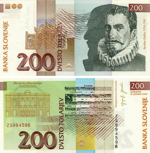 фото Словения 200 толаров 2004 UNC (P15d)