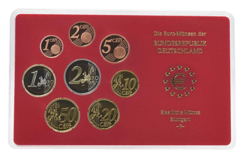 фото Германия набор из 8 монет евро 2004 UNC F 1, 2, 5, 10, 20, 50 евроцентов, 1, 2 евро в сувенирной упаковке