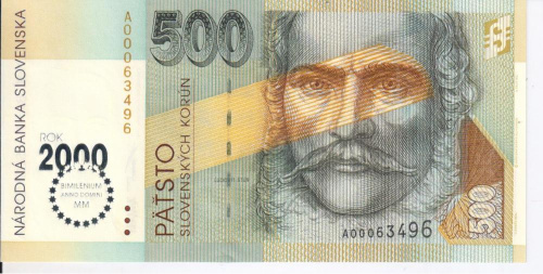 фото Словакия 500 крон 2000 «Миллениум 2000» UNC (P38)