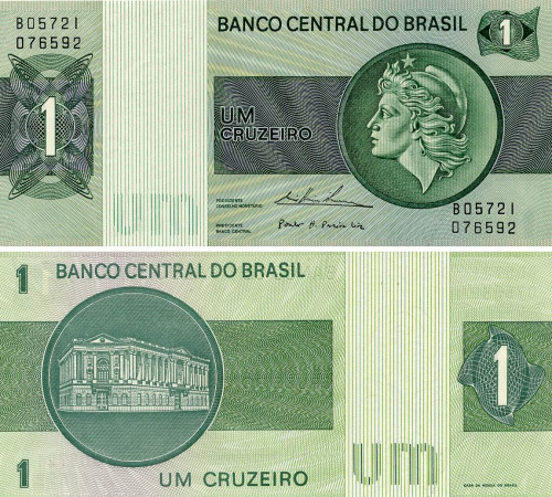 фото Бразилия 1 крузейро 1975 UNC (P191Ab)