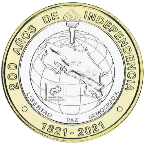 фото Коста-Рика 500 колонов 2021 Биметалл UNC 200 лет Независимости