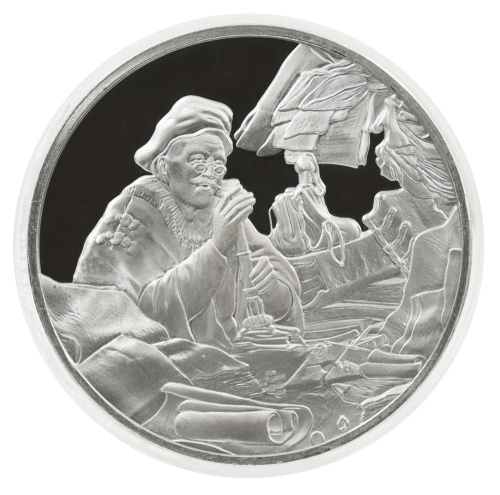 фото США Памятная медаль 1972-1976 Серебро Proof Рембрандт - Притча о неразумном богаче (Ag 925, 67 грамм)