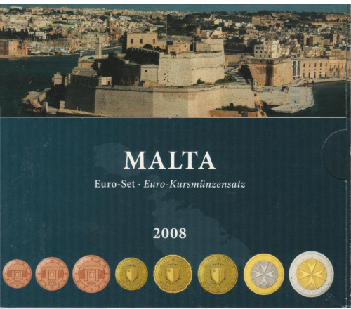 фото Мальта набор из 8 монет евро 2008 UNC в сувенирной упаковке