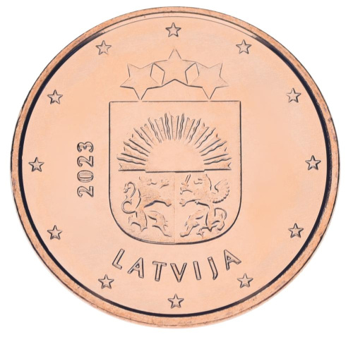 фото Латвия 5 евроцентов 2023 UNC
