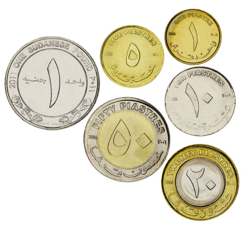 фото Судан набор из 6 монет 2006-2011 AU-UNC 1, 5, 10, 20, 50 пиастр, 1 фунт