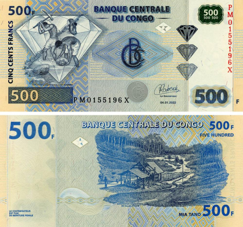 фото Демократическая республика Конго 500 франков 2022 UNC (P96a)