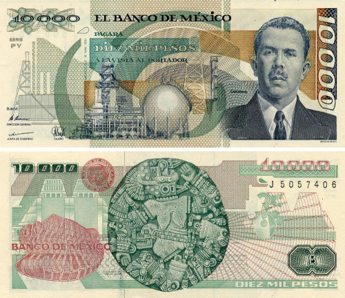 фото Мексика 10000 песо 1991 UNC (P90d)