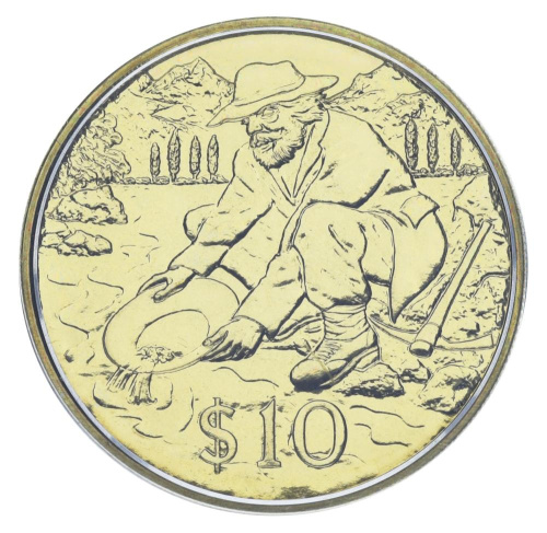 фото Новая Зеландия 10 долларов 1995 UNC Золотая лихорадка в Новой Зеландии