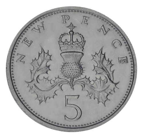 фото Великобритания 5 пенсов 1969 F-VF