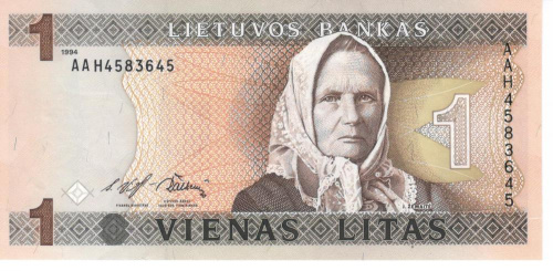 фото Литва 1 лит 1994 UNC (P53)