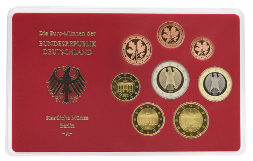 фото Германия набор из 8 монет евро 2004 UNC A 1, 2, 5, 10, 20, 50 евроцентов, 1, 2 евро в сувенирной упаковке