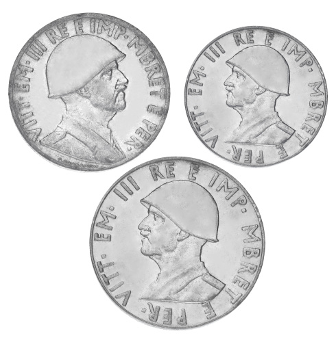 фото Албания набор из 3 монет 1939 F-VF 1/2, 1, 2 лек