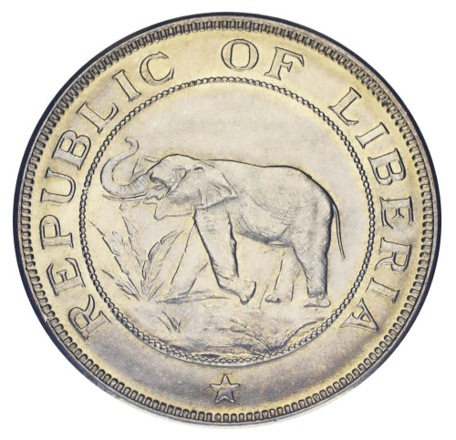 фото Либерия 2 цента 1941 AU-UNC Слон