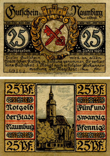 фото Германия Нотгельд  25 пфеннигов 1920  F-VF Наумбург