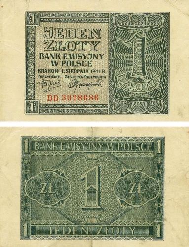 фото Польша 1 злотых 1941 G-VG
