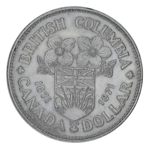 фото Канада 1 доллар 1971 F-VF 100 лет со дня присоединения Британской Колумбии