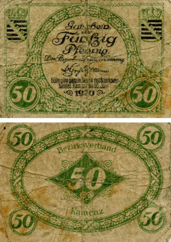 фото Германия Нотгельд  50 пфеннигов 1920 G-VG Каменц