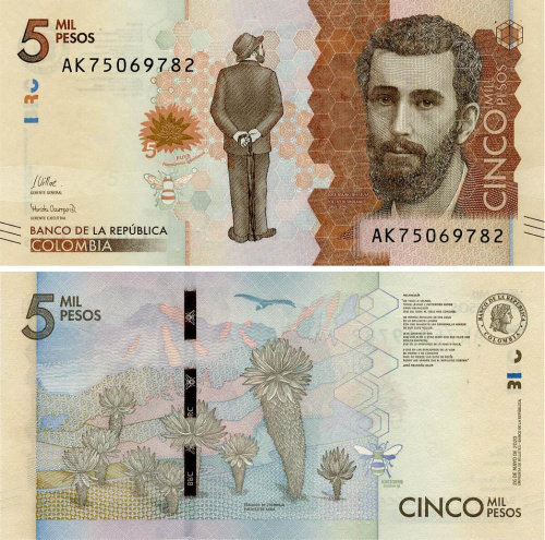 фото Колумбия 5000 песо 2020 UNC (P459)