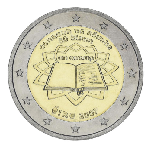 фото Ирландия 2 евро 2007 Биметалл UNC Римский договор