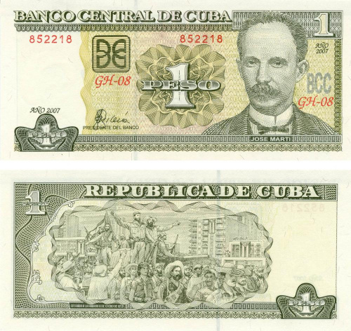 фото Куба 1 песо 2007 UNC (P128b)