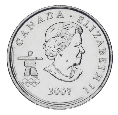 фото Канада 25 центов 2007 UNC XXI зимние Олимпийские Игры в Ванкувере 2010 - Биатлон