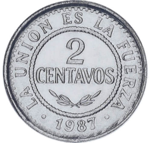 фото Боливия 2 сентаво 1987 UNC (km#200)