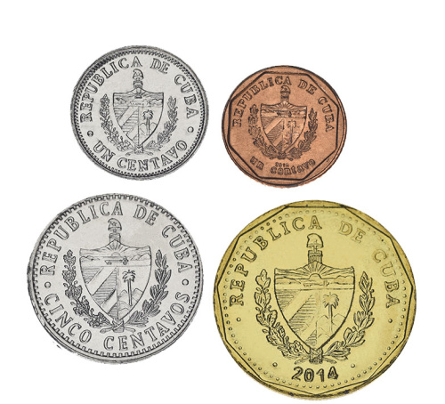 фото Куба набор из 4 монет 2012-2014 UNC 1, 1, 5 сентаво, 1 песо
