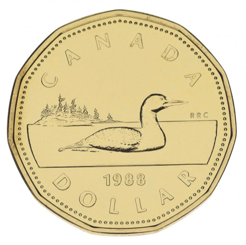 фото Канада 1 доллар 1988 UNC Утка