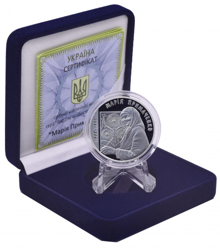 фото Украина 5 гривен 2008 Серебро Proof Мария Примаченко (Ag 925, пол-унции, 15,55 грамм)