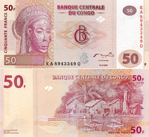 фото Демократическая республика Конго 50 франков 2007 UNC (P97)