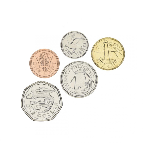 фото Барбадос набор из 5 монет 1973-2009 UNC 1, 5, 10, 25 центов, 1 доллар