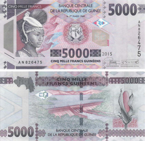 фото Гвинея 5000 франков 2015 UNC (P49)