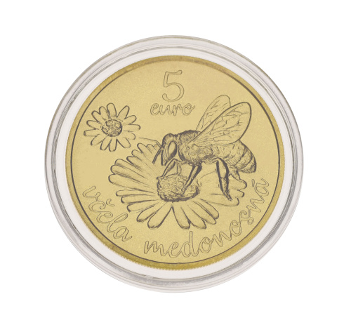 фото Словакия 5 евро 2021 UNC Насекомое - Медоносная пчела