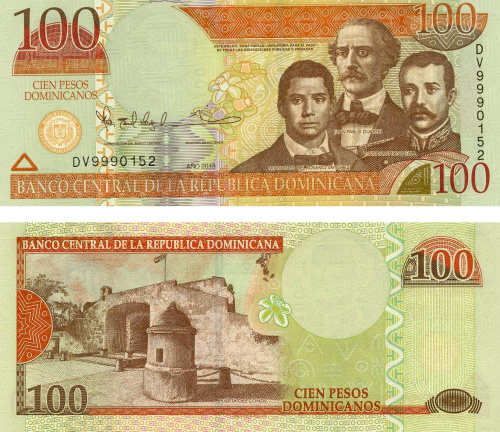 фото Доминикана 100 песо 2013 UNC (P184c)