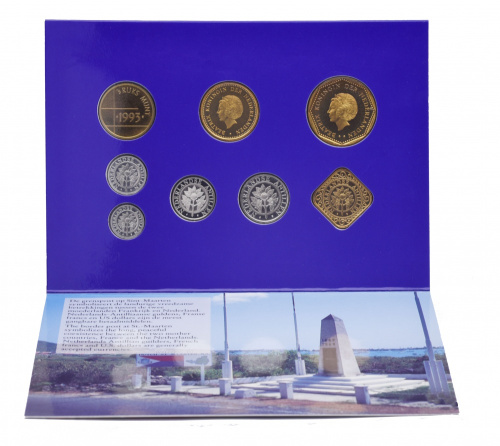 фото Нидерландские Антилы набор из 8 монет 1993 UNC 1, 5, 10, 25, 50 центов, 1, 2,5 гульдена плюс жетон