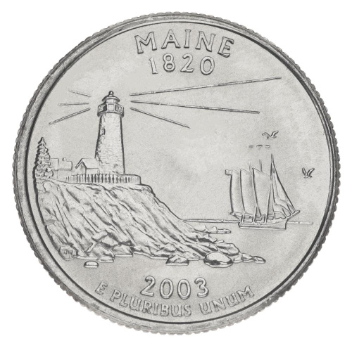 фото США 25 центов (квотер) 2003 D «Штаты и территории - Мэн» UNC (KM#345)